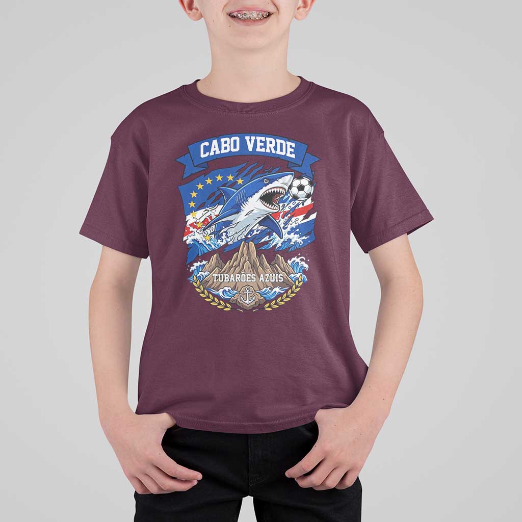 Cabo Verde Tubarões Azuis Soccer Pride T Shirt For Kid Cape Verde Blue Sharks Football Fans