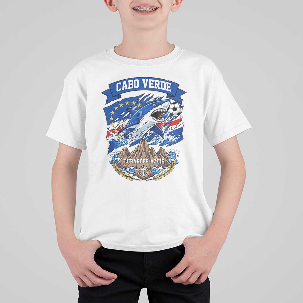 Cabo Verde Tubarões Azuis Soccer Pride T Shirt For Kid Cape Verde Blue Sharks Football Fans