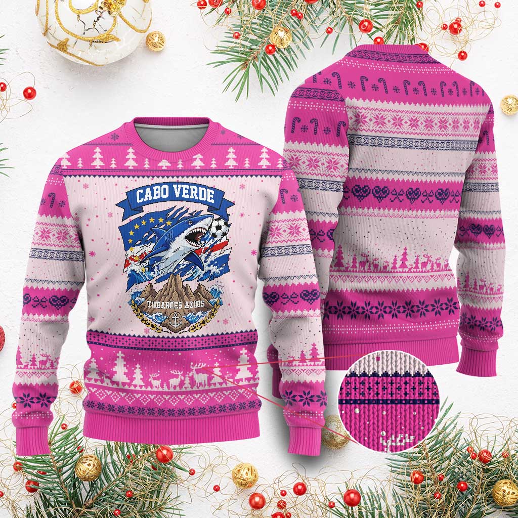 Cabo Verde Tubarões Azuis Soccer Pride Ugly Christmas Sweater Cape Verde Blue Sharks Football Fans
