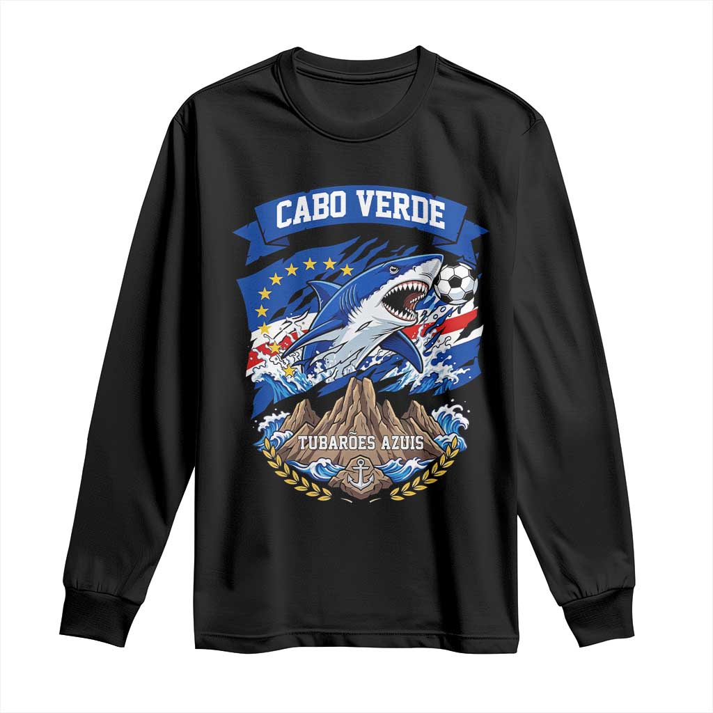 Cabo Verde Tubarões Azuis Soccer Pride Long Sleeve Shirt Cape Verde Blue Sharks Football Fans