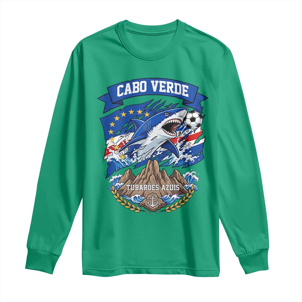 Cabo Verde Tubarões Azuis Soccer Pride Long Sleeve Shirt Cape Verde Blue Sharks Football Fans