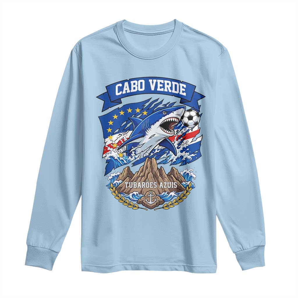 Cabo Verde Tubarões Azuis Soccer Pride Long Sleeve Shirt Cape Verde Blue Sharks Football Fans