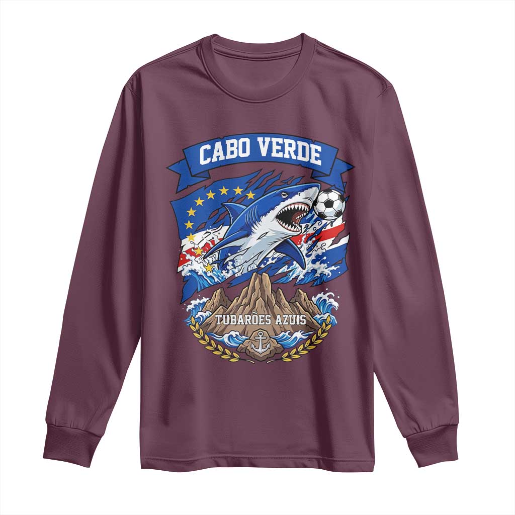 Cabo Verde Tubarões Azuis Soccer Pride Long Sleeve Shirt Cape Verde Blue Sharks Football Fans