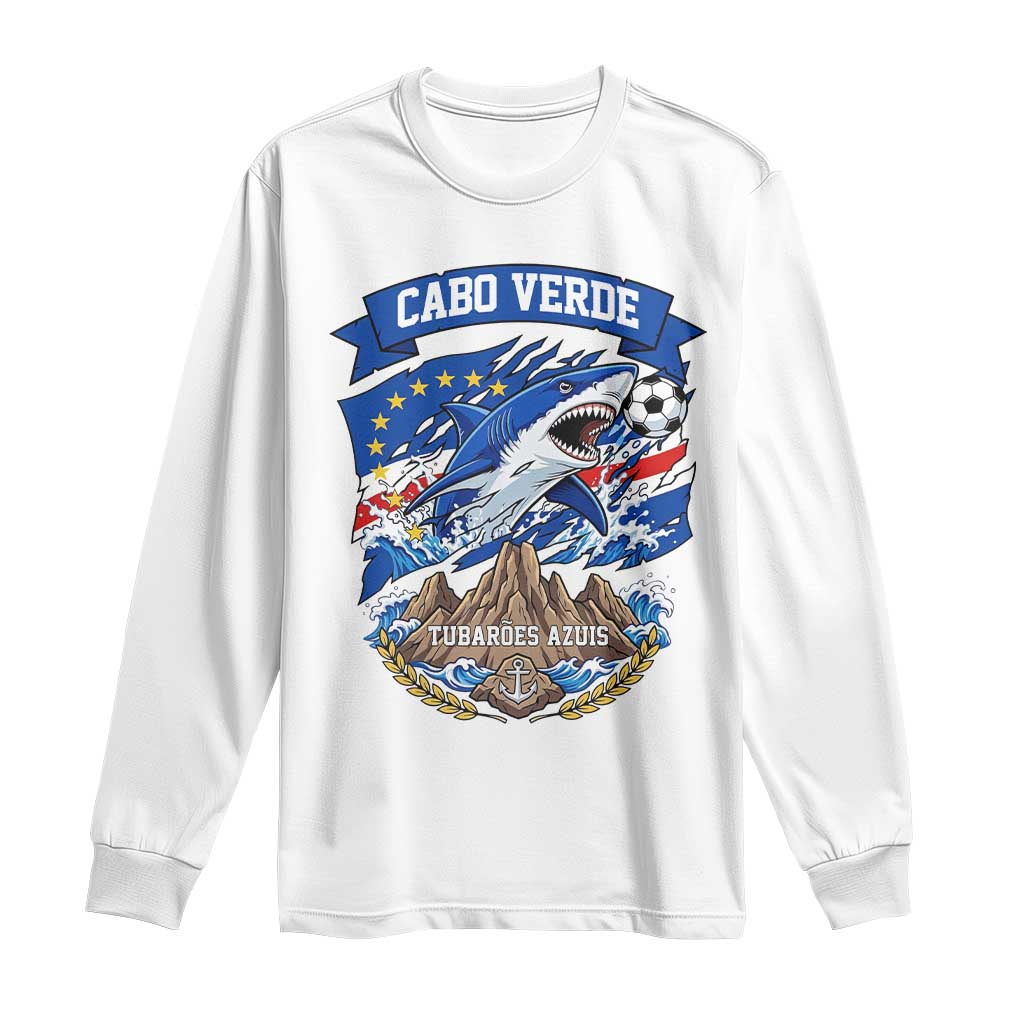 Cabo Verde Tubarões Azuis Soccer Pride Long Sleeve Shirt Cape Verde Blue Sharks Football Fans