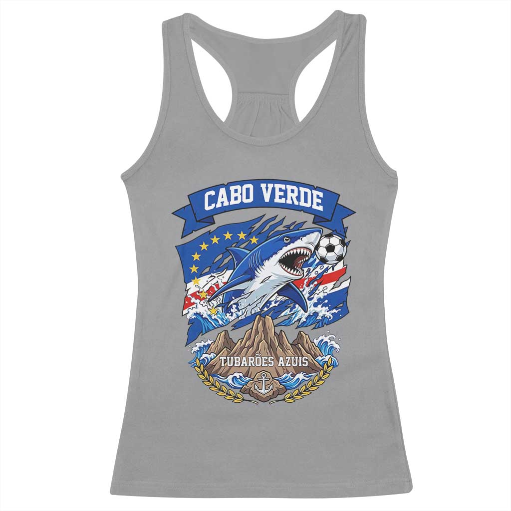 Cabo Verde Tubarões Azuis Soccer Pride Racerback Tank Top Cape Verde Blue Sharks Football Fans