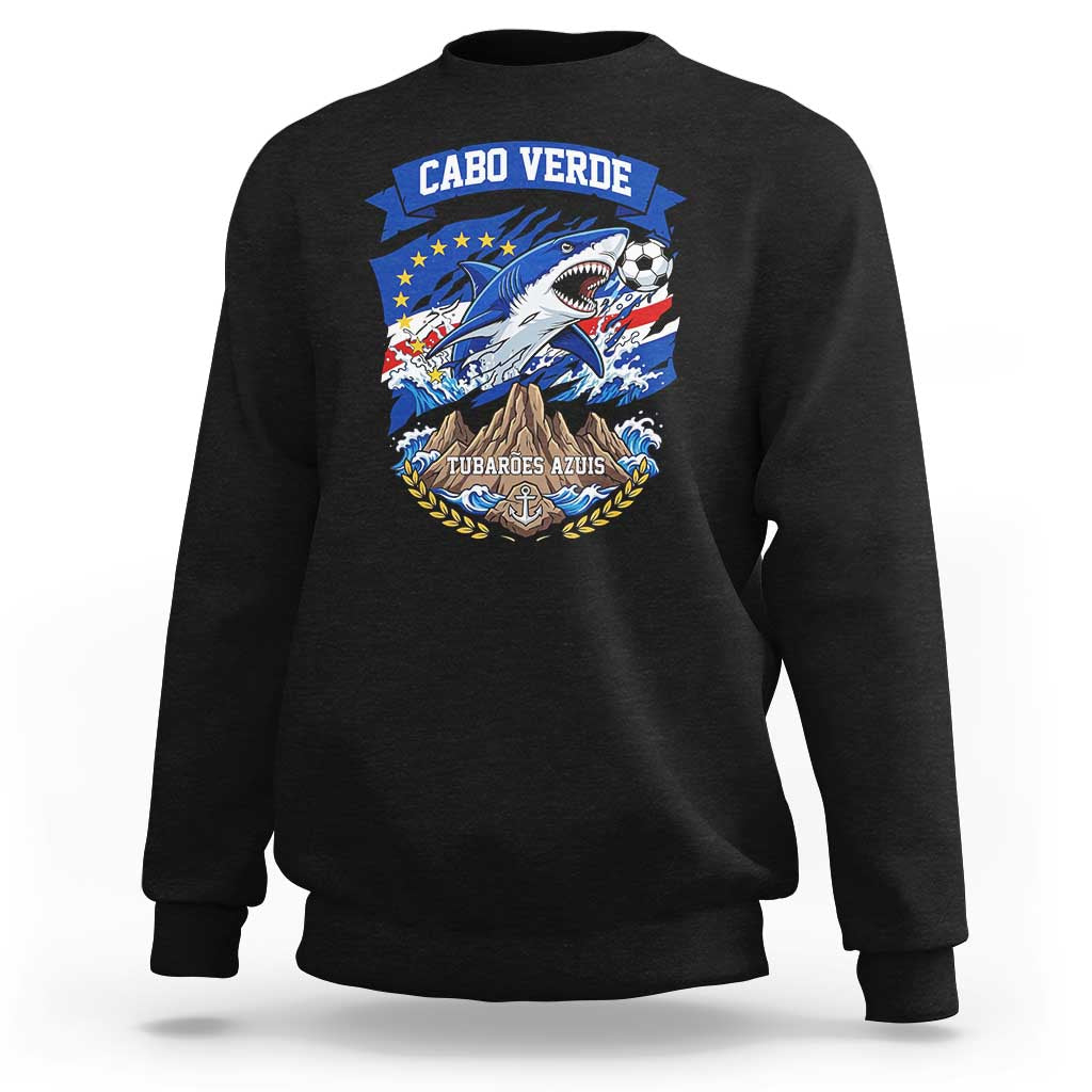 Cabo Verde Tubarões Azuis Soccer Pride Sweatshirt Cape Verde Blue Sharks Football Fans