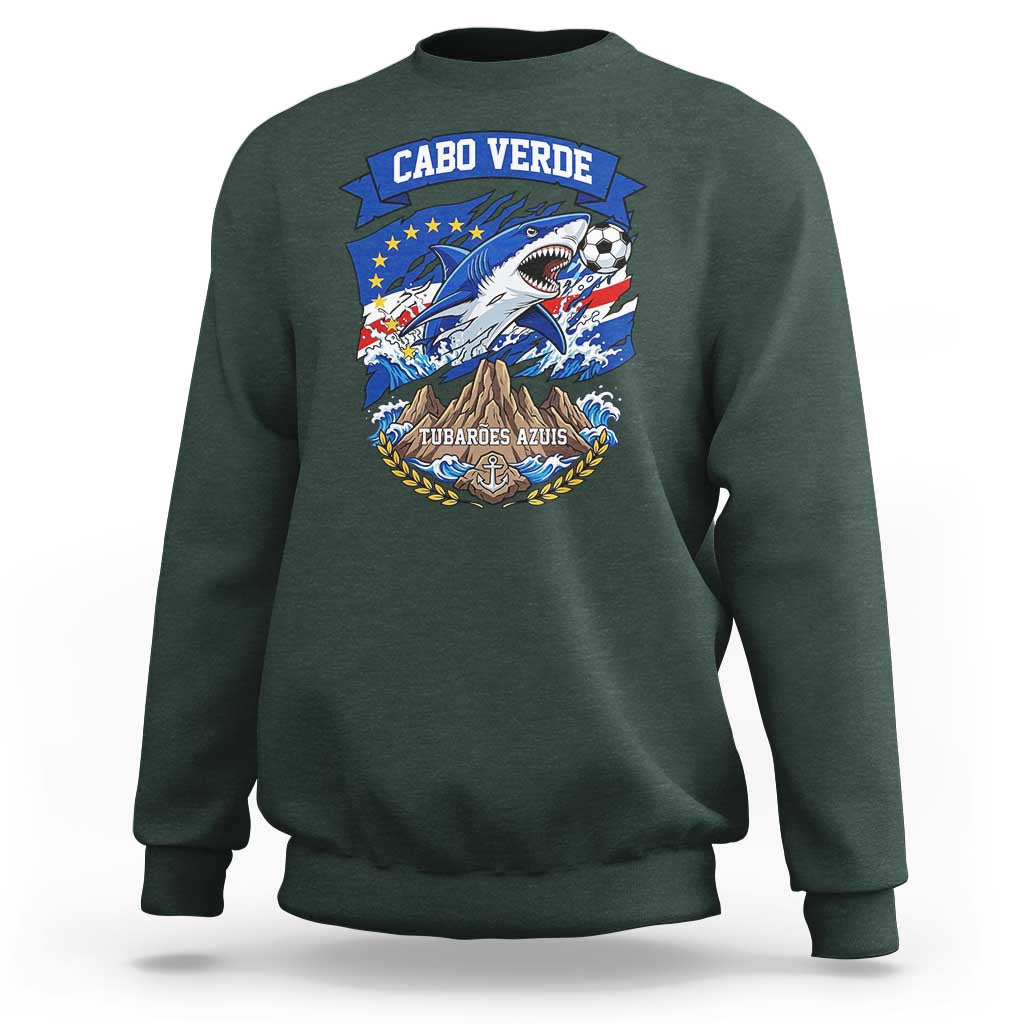 Cabo Verde Tubarões Azuis Soccer Pride Sweatshirt Cape Verde Blue Sharks Football Fans