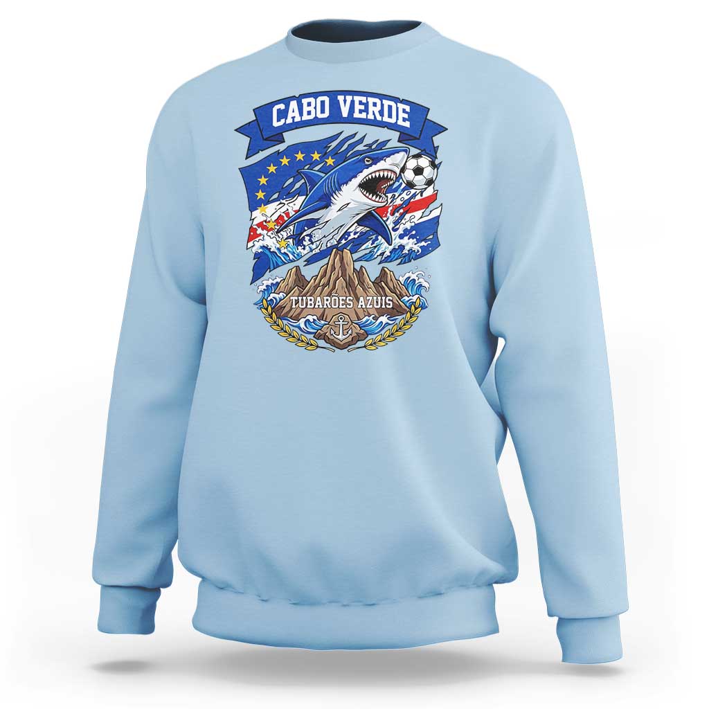 Cabo Verde Tubarões Azuis Soccer Pride Sweatshirt Cape Verde Blue Sharks Football Fans