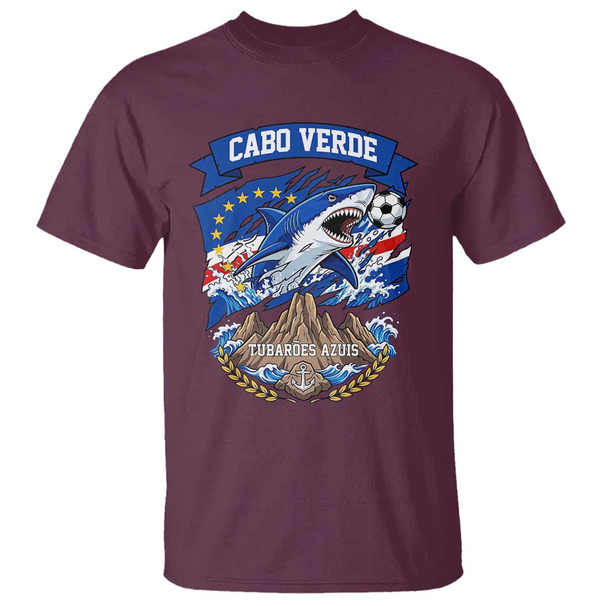 Cabo Verde Tubarões Azuis Soccer Pride T Shirt Cape Verde Blue Sharks Football Fans