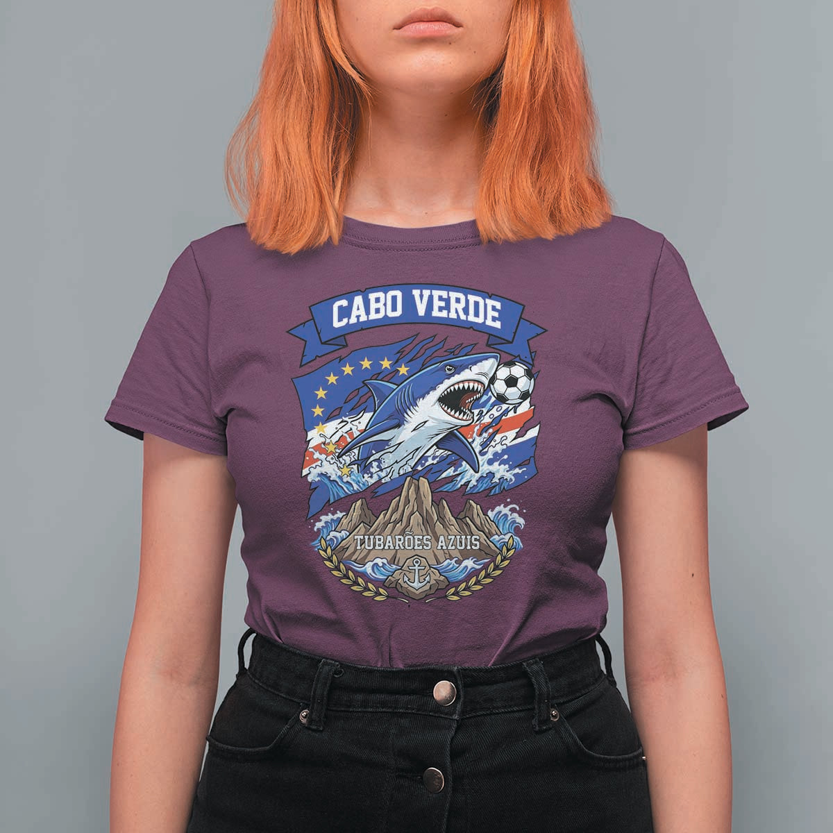 Cabo Verde Tubarões Azuis Soccer Pride T Shirt For Women Cape Verde Blue Sharks Football Fans