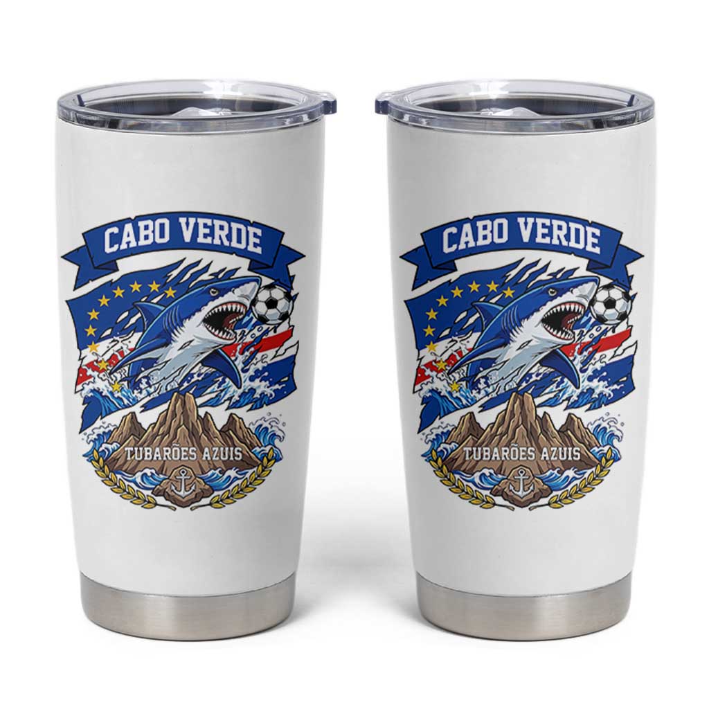 Cabo Verde Tubarões Azuis Soccer Pride Tumbler Cup Cape Verde Blue Sharks Football Fans
