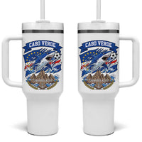 Cabo Verde Tubarões Azuis Soccer Pride Tumbler With Handle Cape Verde Blue Sharks Football Fans