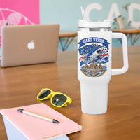 Cabo Verde Tubarões Azuis Soccer Pride Tumbler With Handle Cape Verde Blue Sharks Football Fans