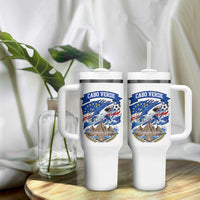 Cabo Verde Tubarões Azuis Soccer Pride Tumbler With Handle Cape Verde Blue Sharks Football Fans