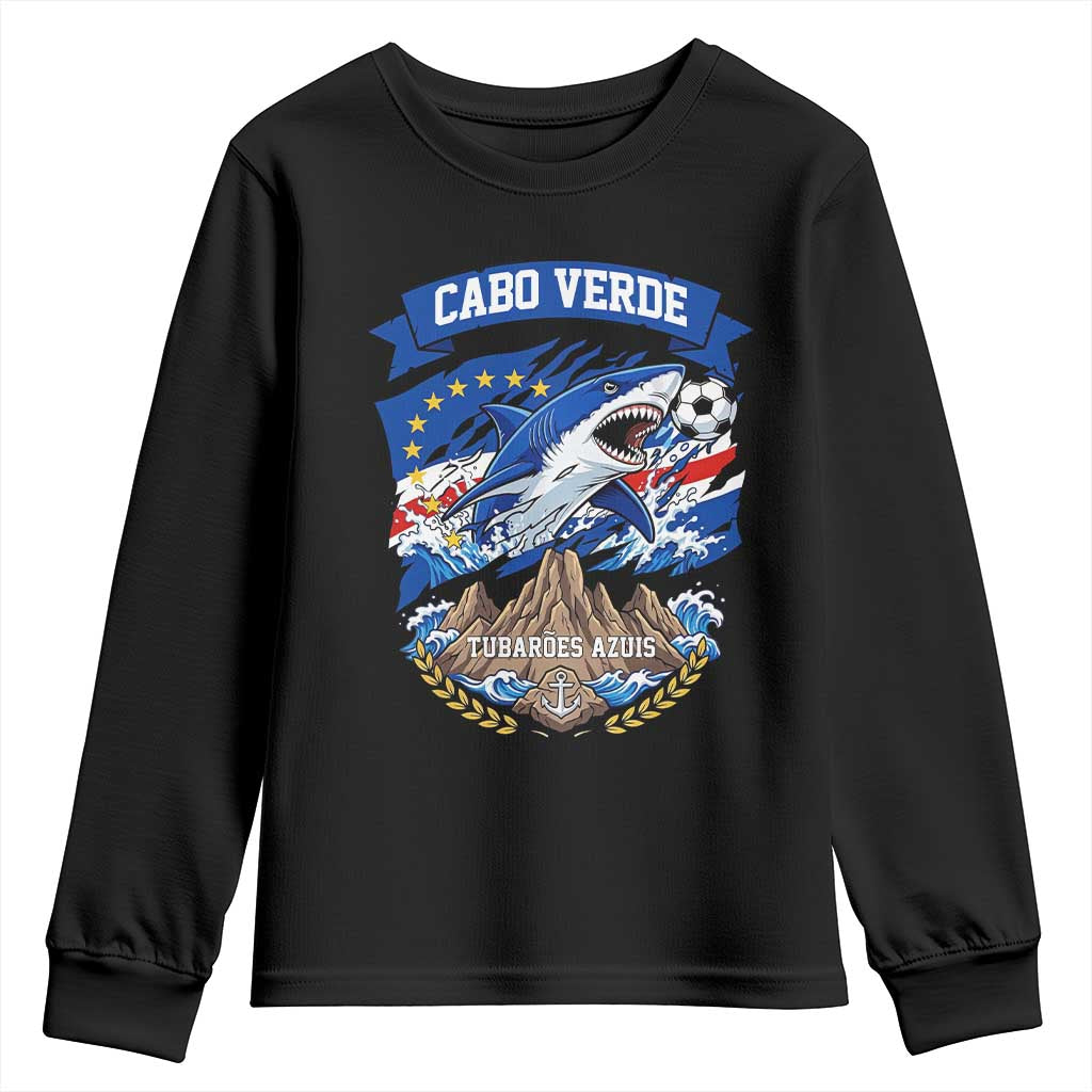 Cabo Verde Tubarões Azuis Soccer Pride Youth Sweatshirt Cape Verde Blue Sharks Football Fans