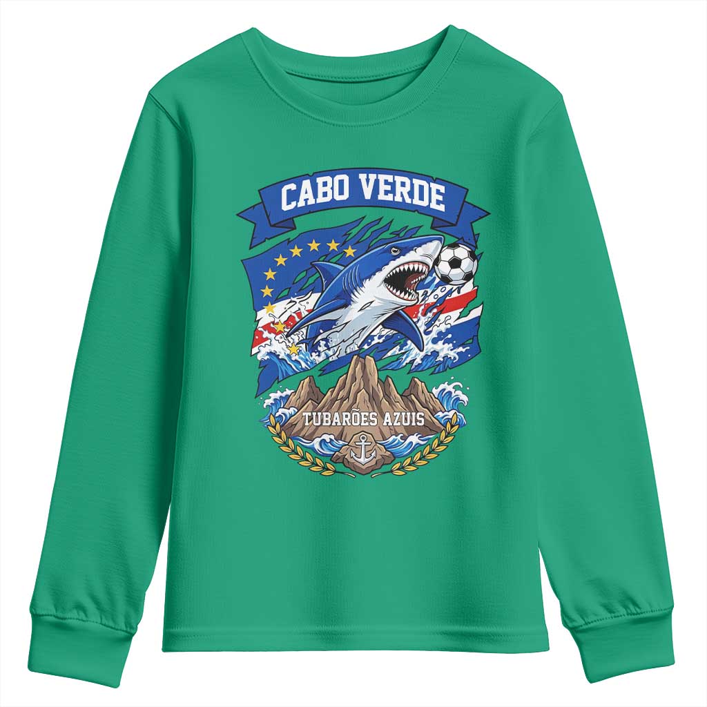 Cabo Verde Tubarões Azuis Soccer Pride Youth Sweatshirt Cape Verde Blue Sharks Football Fans