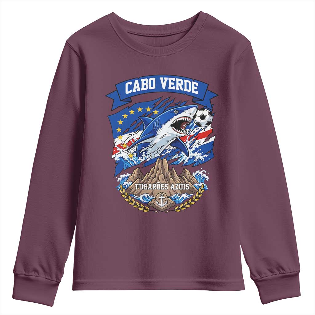 Cabo Verde Tubarões Azuis Soccer Pride Youth Sweatshirt Cape Verde Blue Sharks Football Fans