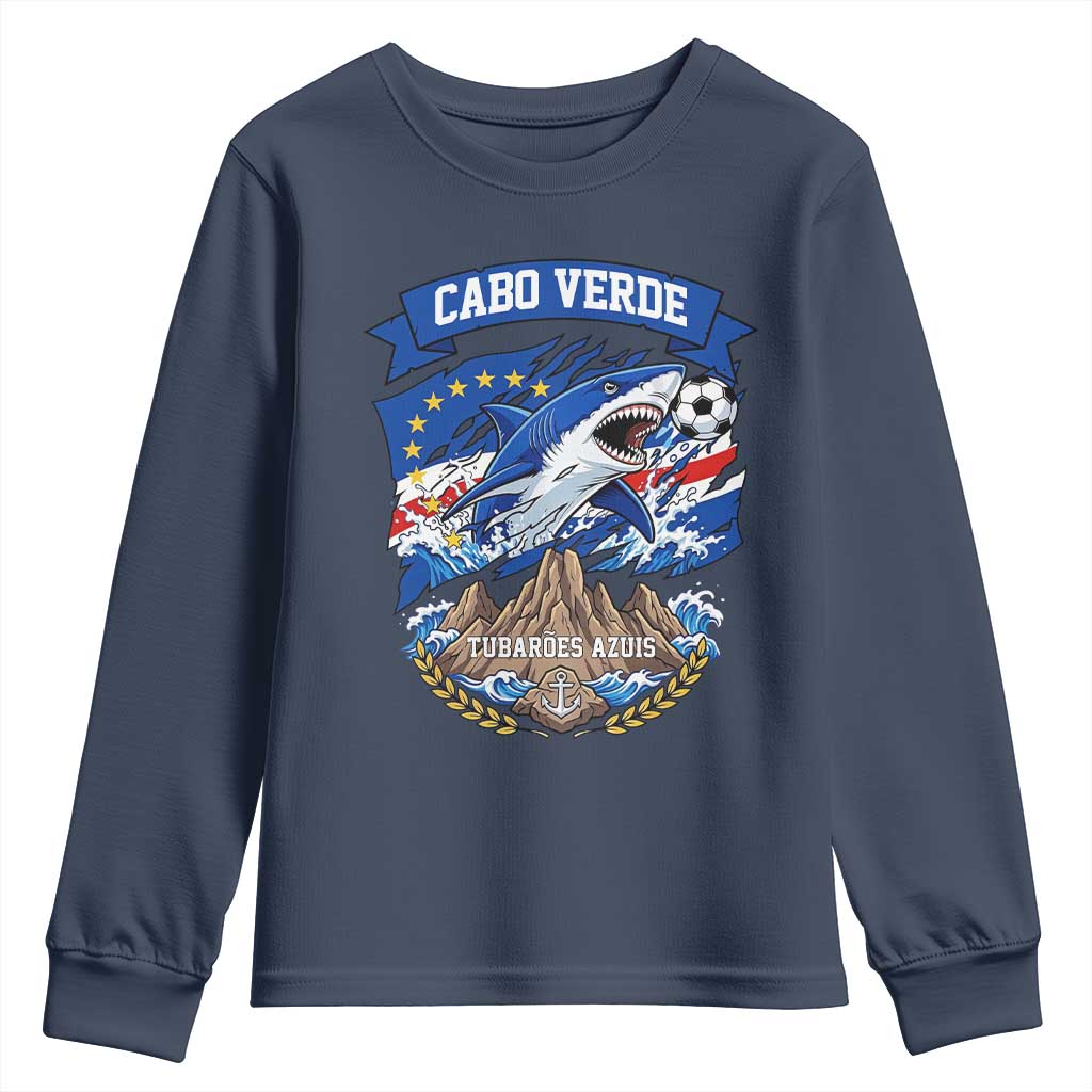 Cabo Verde Tubarões Azuis Soccer Pride Youth Sweatshirt Cape Verde Blue Sharks Football Fans