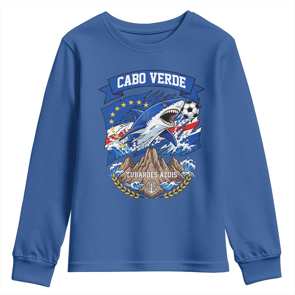 Cabo Verde Tubarões Azuis Soccer Pride Youth Sweatshirt Cape Verde Blue Sharks Football Fans