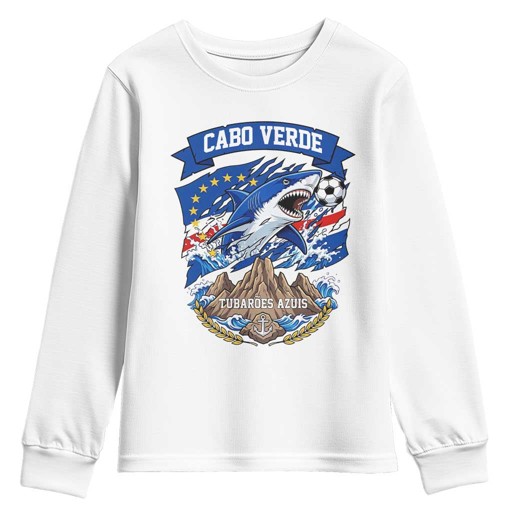 Cabo Verde Tubarões Azuis Soccer Pride Youth Sweatshirt Cape Verde Blue Sharks Football Fans