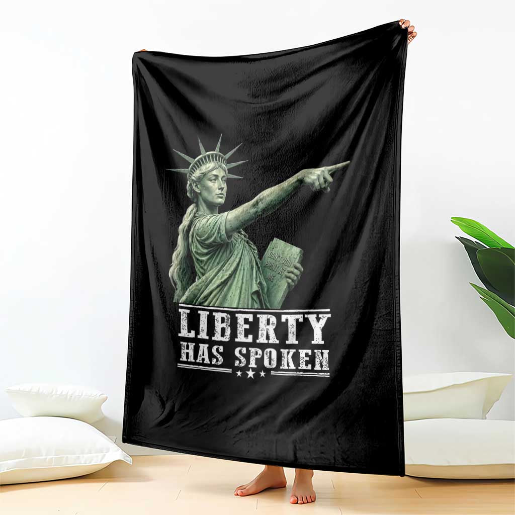 Liberty Has Spoken Pointing Statue Parody Throw Blanket Funny Sarcastic Basketball Sports Viral Meme Americana