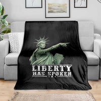 Liberty Has Spoken Pointing Statue Parody Throw Blanket Funny Sarcastic Basketball Sports Viral Meme Americana