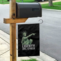 Liberty Has Spoken Pointing Statue Parody Garden Flag Funny Sarcastic Basketball Sports Viral Meme Americana