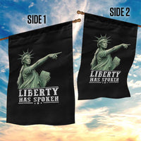 Liberty Has Spoken Pointing Statue Parody Garden Flag Funny Sarcastic Basketball Sports Viral Meme Americana