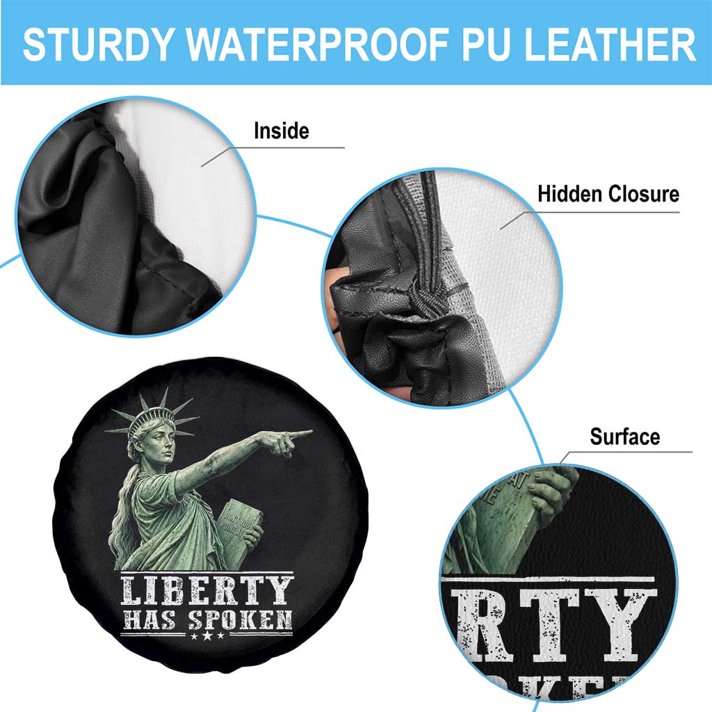 Liberty Has Spoken Pointing Statue Parody Spare Tire Cover Funny Sarcastic Basketball Sports Viral Meme Americana