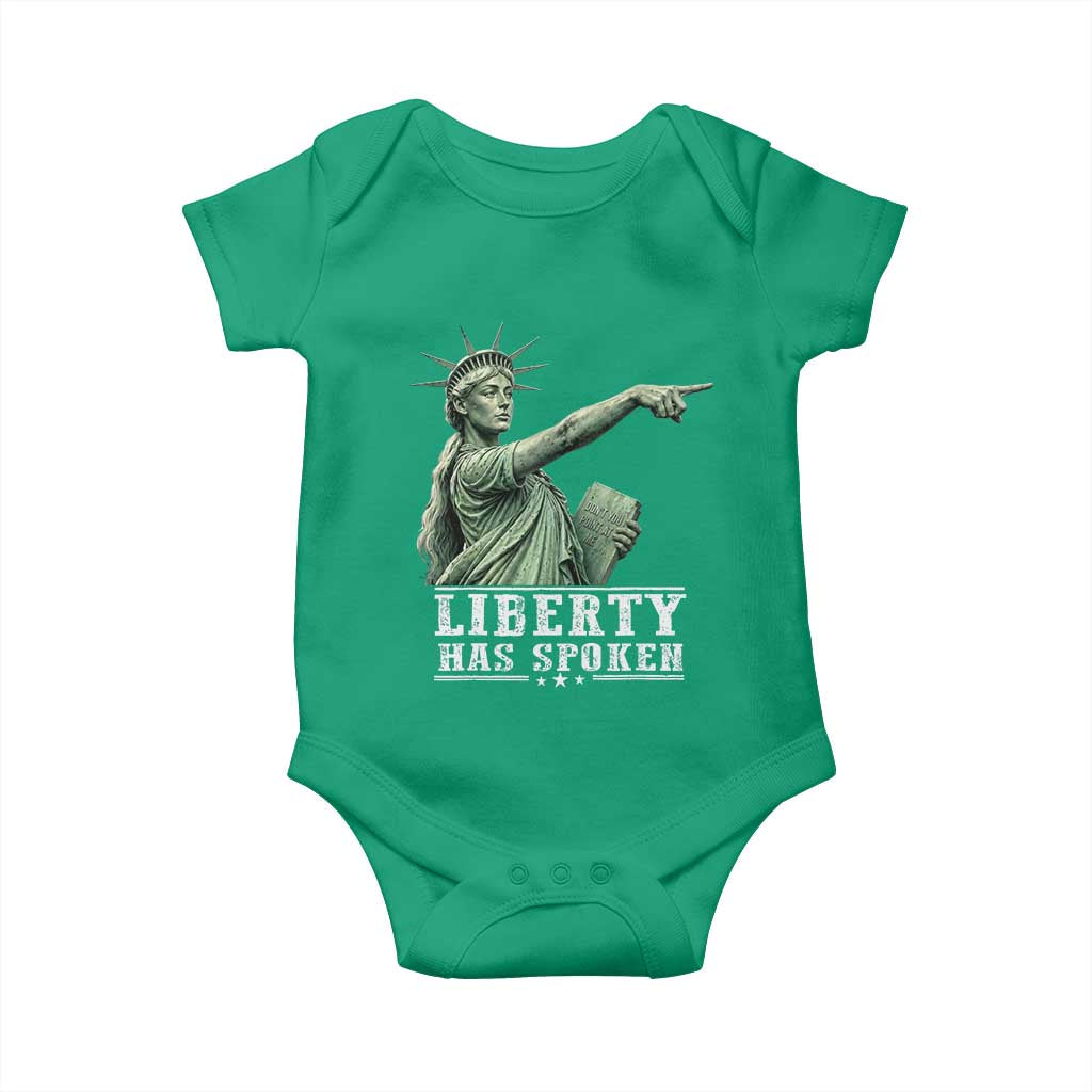 Liberty Has Spoken Pointing Statue Parody Baby Onesie Funny Sarcastic Basketball Sports Viral Meme Americana