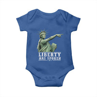 Liberty Has Spoken Pointing Statue Parody Baby Onesie Funny Sarcastic Basketball Sports Viral Meme Americana
