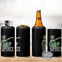 Liberty Has Spoken Pointing Statue Parody 4 in 1 Can Cooler Tumbler Funny Sarcastic Basketball Sports Viral Meme Americana