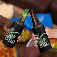 Liberty Has Spoken Pointing Statue Parody 4 in 1 Can Cooler Tumbler Funny Sarcastic Basketball Sports Viral Meme Americana
