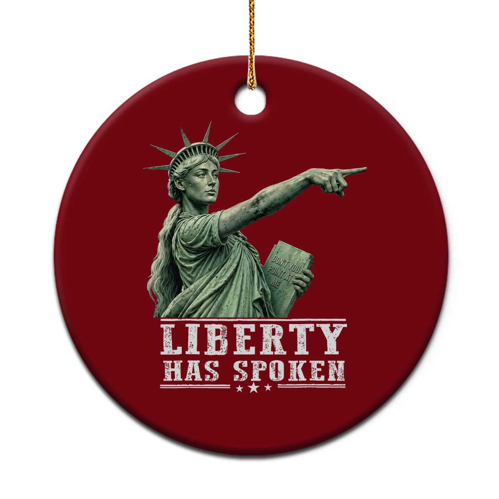 Liberty Has Spoken Pointing Statue Parody Ceramic Ornament Funny Sarcastic Basketball Sports Viral Meme Americana