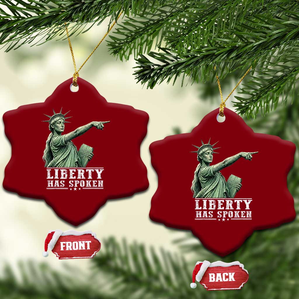 Liberty Has Spoken Pointing Statue Parody Ceramic Ornament Funny Sarcastic Basketball Sports Viral Meme Americana