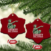 Liberty Has Spoken Pointing Statue Parody Ceramic Ornament Funny Sarcastic Basketball Sports Viral Meme Americana