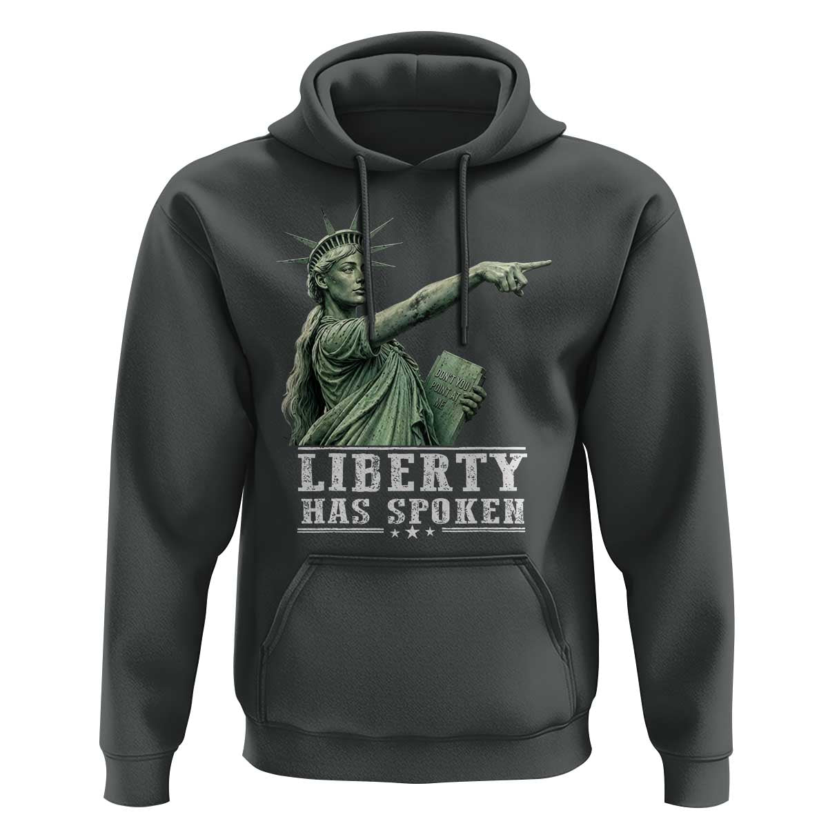 Liberty Has Spoken Pointing Statue Parody Hoodie Funny Sarcastic Basketball Sports Viral Meme Americana