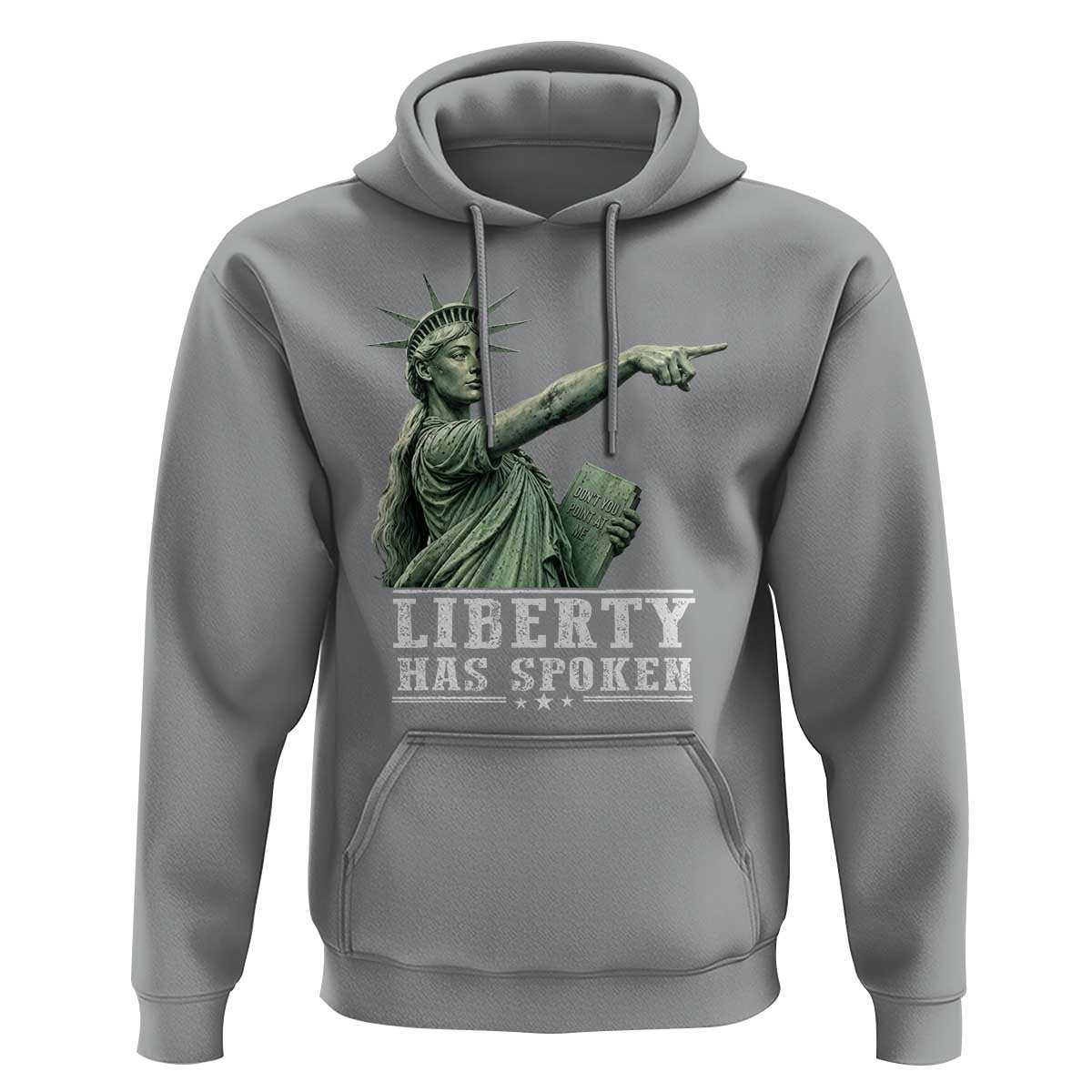 Liberty Has Spoken Pointing Statue Parody Hoodie Funny Sarcastic Basketball Sports Viral Meme Americana