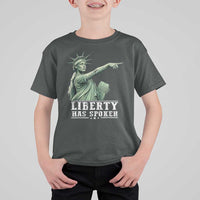 Liberty Has Spoken Pointing Statue Parody T Shirt For Kid Funny Sarcastic Basketball Sports Viral Meme Americana