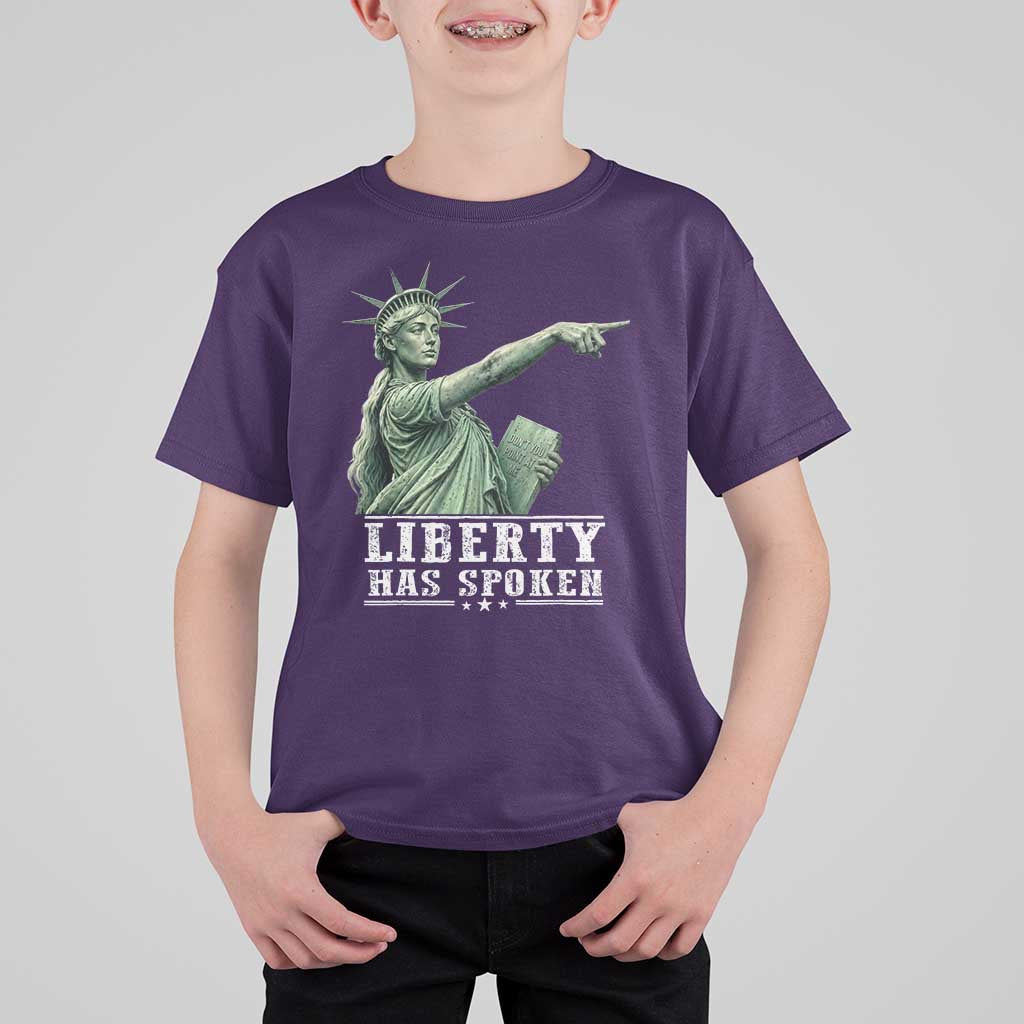 Liberty Has Spoken Pointing Statue Parody T Shirt For Kid Funny Sarcastic Basketball Sports Viral Meme Americana