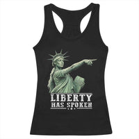 Liberty Has Spoken Pointing Statue Parody Racerback Tank Top Funny Sarcastic Basketball Sports Viral Meme Americana
