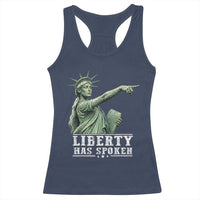 Liberty Has Spoken Pointing Statue Parody Racerback Tank Top Funny Sarcastic Basketball Sports Viral Meme Americana