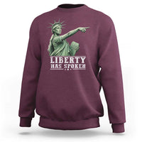 Liberty Has Spoken Pointing Statue Parody Sweatshirt Funny Sarcastic Basketball Sports Viral Meme Americana