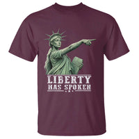 Liberty Has Spoken Pointing Statue Parody T Shirt Funny Sarcastic Basketball Sports Viral Meme Americana