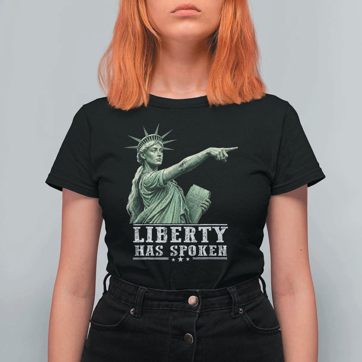 Liberty Has Spoken Pointing Statue Parody T Shirt For Women Funny Sarcastic Basketball Sports Viral Meme Americana