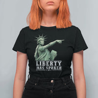 Liberty Has Spoken Pointing Statue Parody T Shirt For Women Funny Sarcastic Basketball Sports Viral Meme Americana