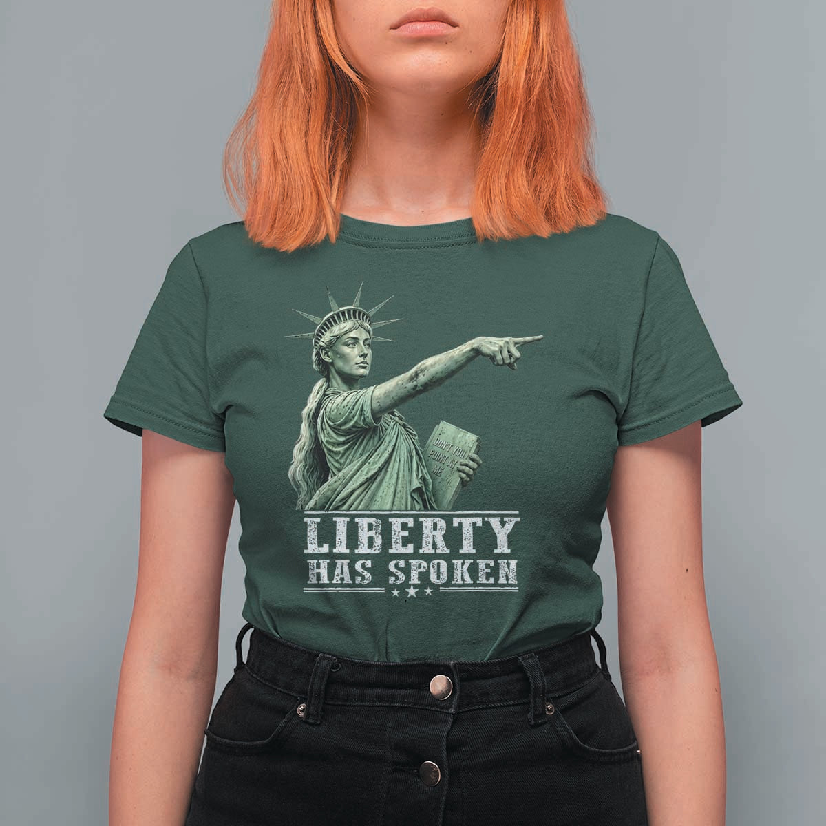 Liberty Has Spoken Pointing Statue Parody T Shirt For Women Funny Sarcastic Basketball Sports Viral Meme Americana