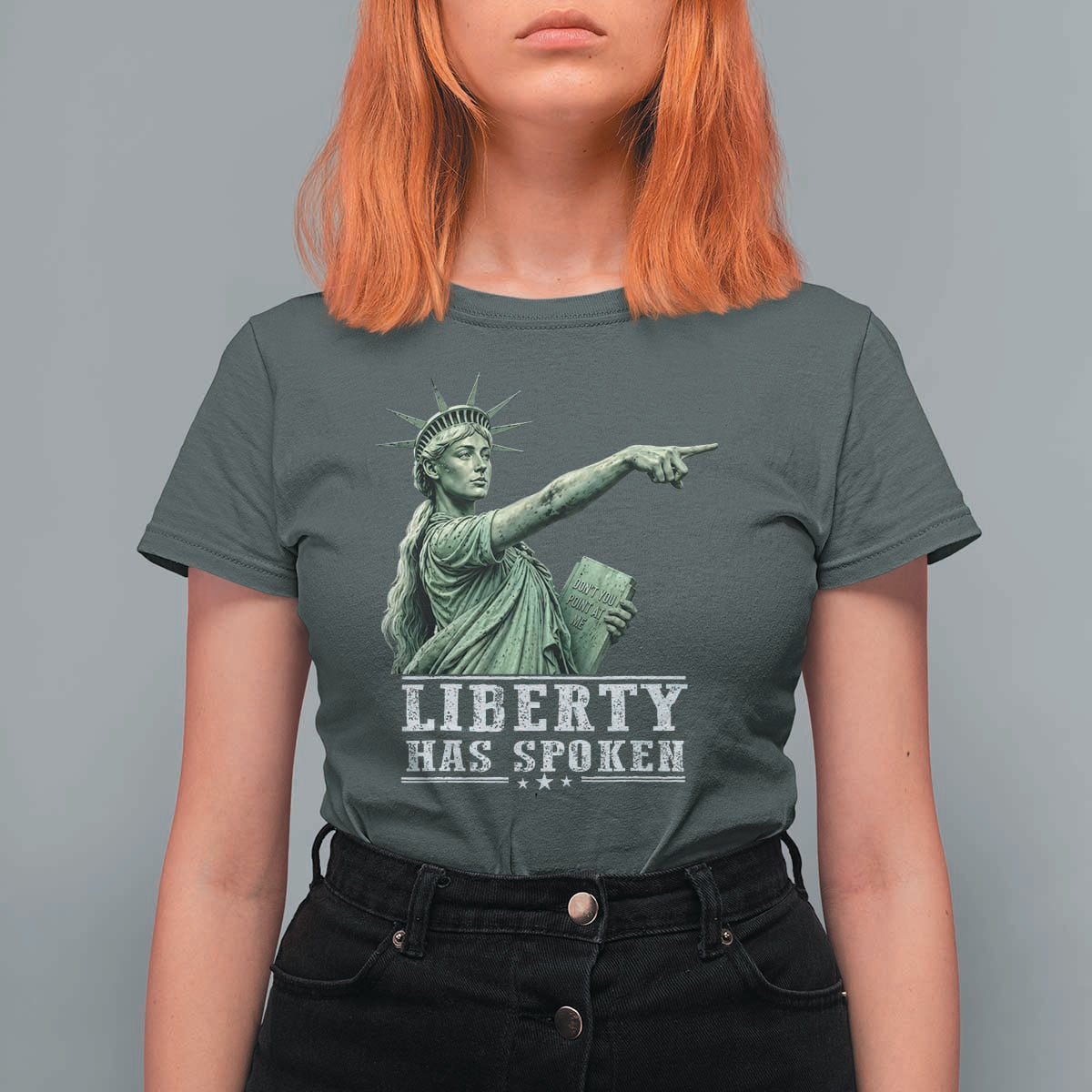 Liberty Has Spoken Pointing Statue Parody T Shirt For Women Funny Sarcastic Basketball Sports Viral Meme Americana