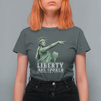 Liberty Has Spoken Pointing Statue Parody T Shirt For Women Funny Sarcastic Basketball Sports Viral Meme Americana