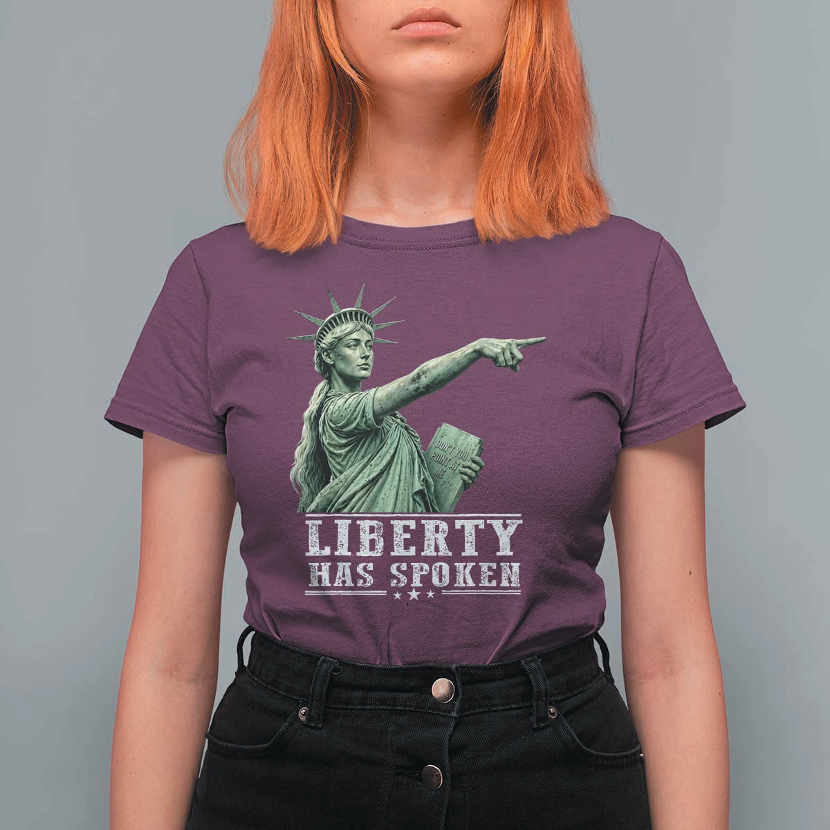 Liberty Has Spoken Pointing Statue Parody T Shirt For Women Funny Sarcastic Basketball Sports Viral Meme Americana